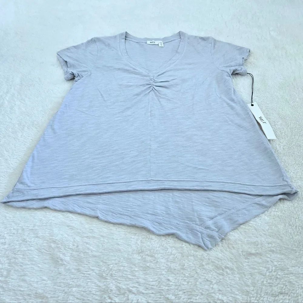 Wilt🥀 Dusty Blue💙-Grey🩶 Slub Knit V-Neck Top - NWT - Picture 14 of 15